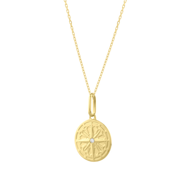 14K Round North Star Talisman Pendant