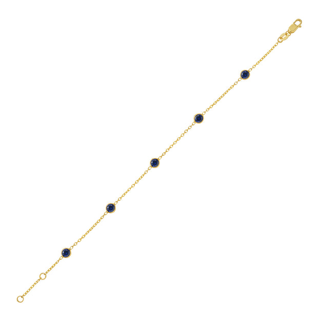 14K Blue Sapphire Station Bracelet