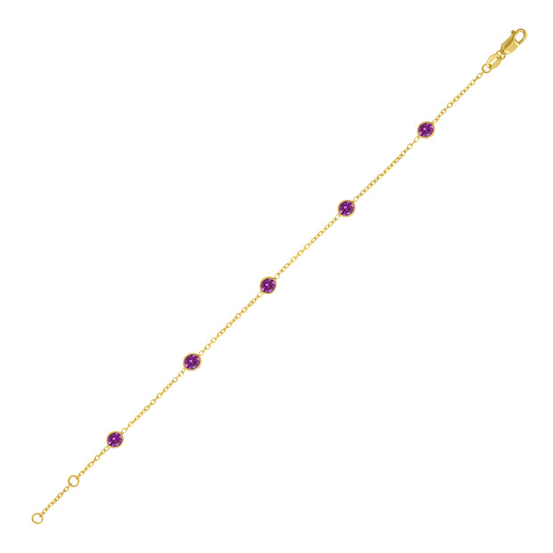14K Pink Sapphire Station Bracelet