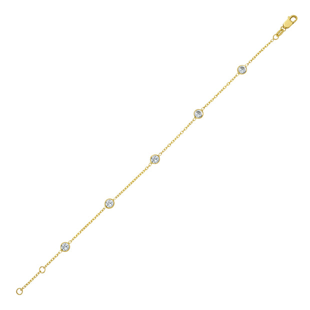 14K CZ Station Bracelet
