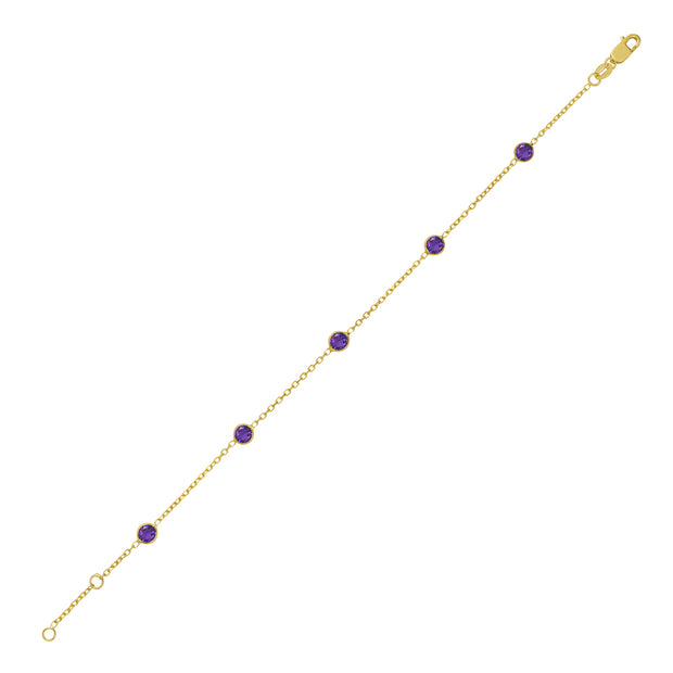 14K Amethyst Station Bracelet