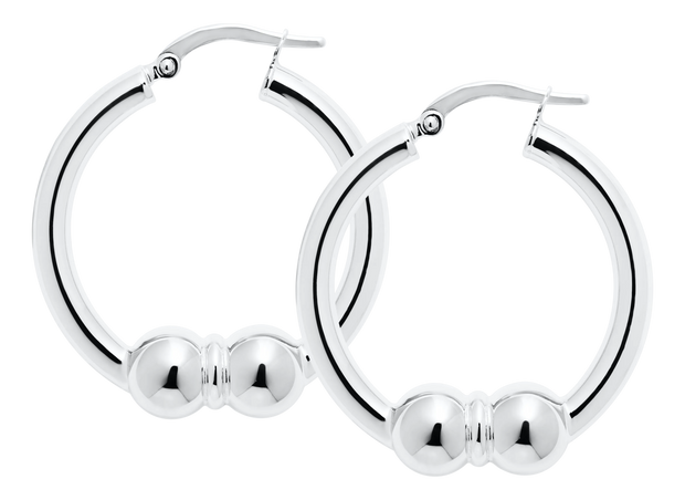 Authentic Cape Cod Double Ball Hoop Earrings Made by LeStage - All Sterling Silver