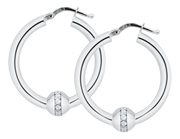 Authentic Cape Cod Hoop Earrings Made by LeStage - Sterling Silver with CZ Accent