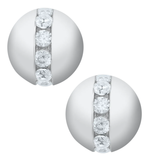 Authentic Cape Cod Stud Earrings Made by LeStage - Sterling Silver with CZ Accent