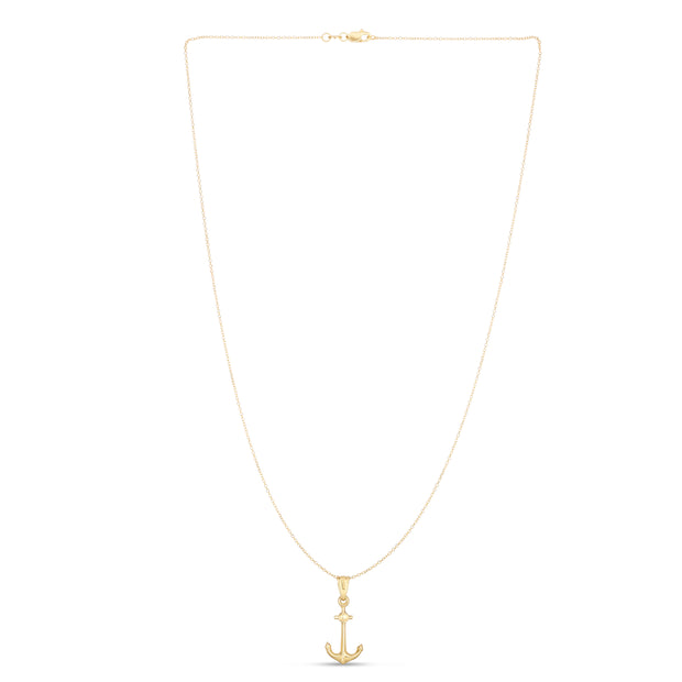 14K Gold Polished Anchor Necklace