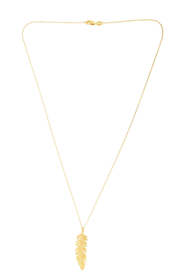 14K Gold Feather Necklace