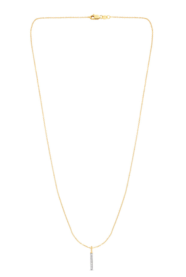 14K Gold .06ct Diamond Bar Necklace