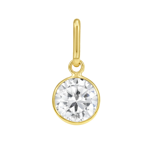 14K Round Clear CZ Charm