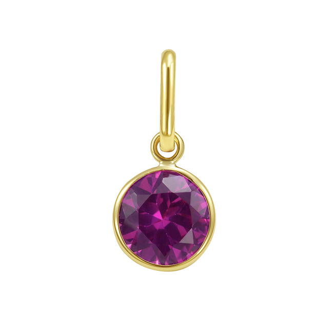 14K Round Pink Sapphire Charm