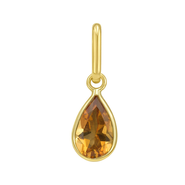 14K Pear Citrine Charm