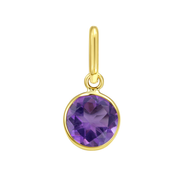14K Round Amethyst Charm