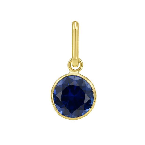 14K Round Blue Sapphire Charm