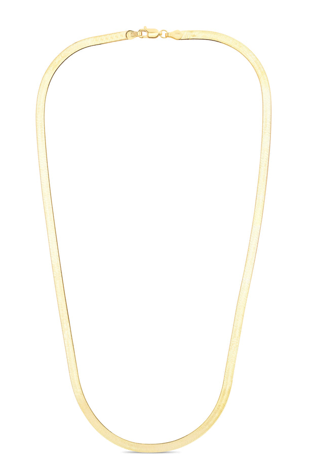 14K Gold 8"" 4mm Imperial Herringbone Chain