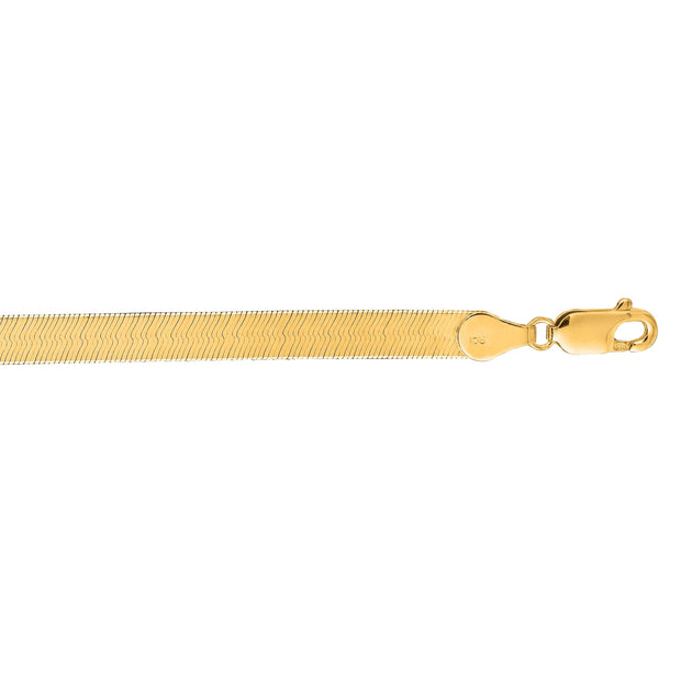 14K Gold 7"" 6mm Imperial Herringbone Chain