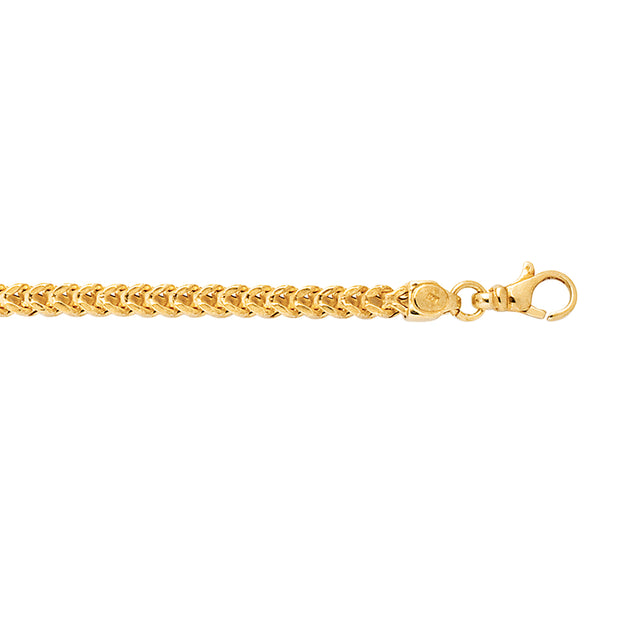 14K Gold 8.75"" 4.4mm Semi-Solid Square Franco Chain