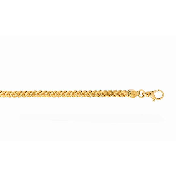 14K Gold 5.3mm Semi-Solid Square Franco Chain