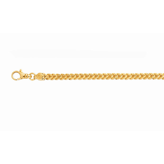 14K Gold 24"" 5.3mm Semi-Solid Square Franco Chain