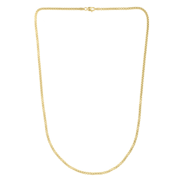 14K Gold 2.5mm Solid Round Box Chain