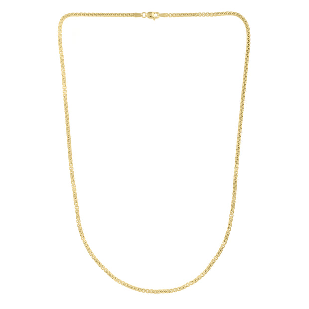 14K Gold 2.5mm Solid Round Box Chain