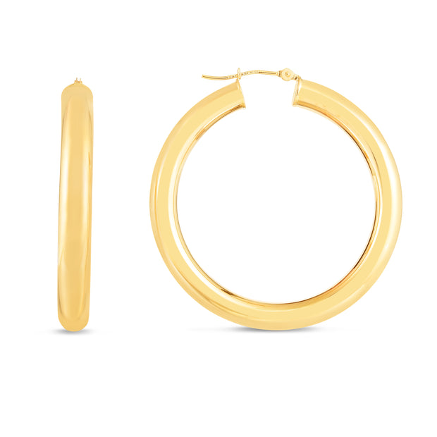 14K Gold 5x40mm Hoops