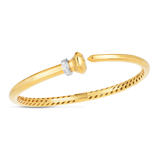 14K Gold Diamond Hardware Bangle