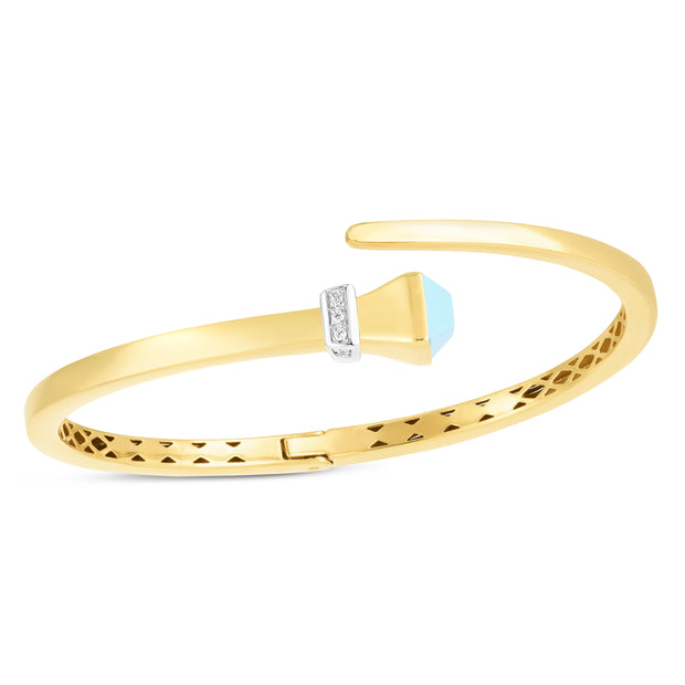 14K Turquoise & Diamond Wrap Hardware Bangle