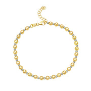 14K Polished & Diamond Cut Bead Necklace