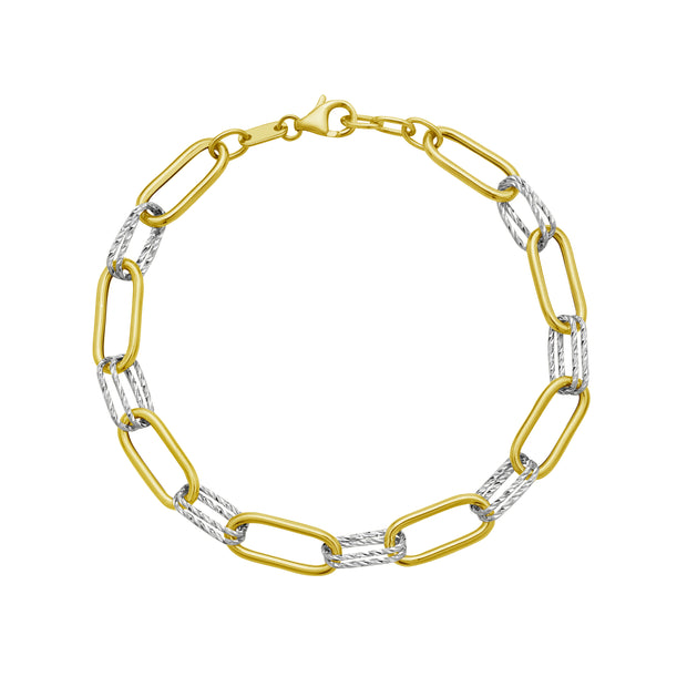 14K Two-tone Diamante Paperclip Chain