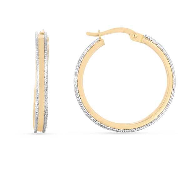 14K Two-tone Round Hoop