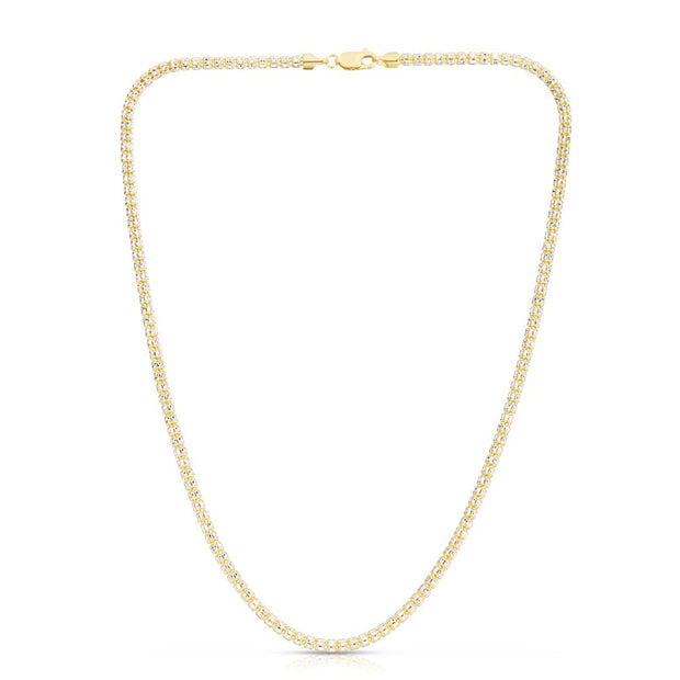 14K Gold 16"" 3.14mm Two-Tone Fancy Ice Chain