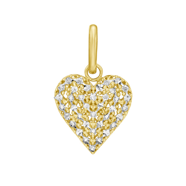 14K DC Pave Heart Charm
