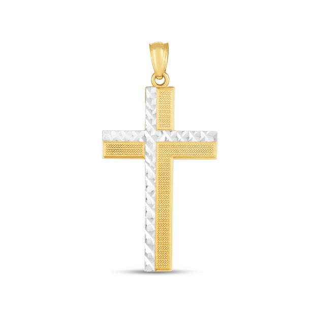 14K Two-tone Cross Pendant