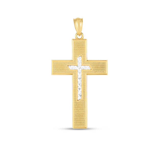 14K Two-tone Cross Pendant