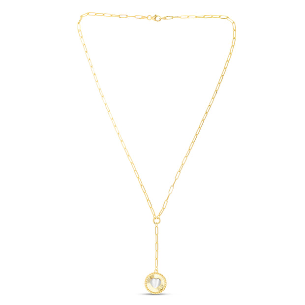 14K Gold Heart Two-tone Medallion Necklace