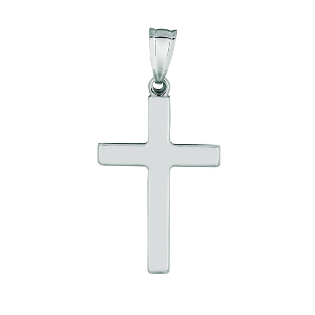 14K White Gold Flat Cross