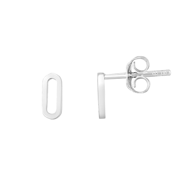 14K White Gold Mini Paperclip Studs