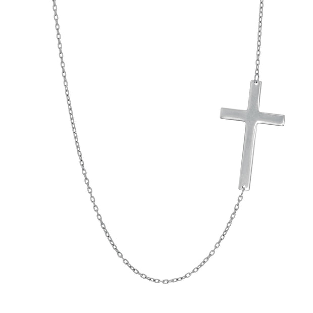 14K Gold Flat Cross Necklace