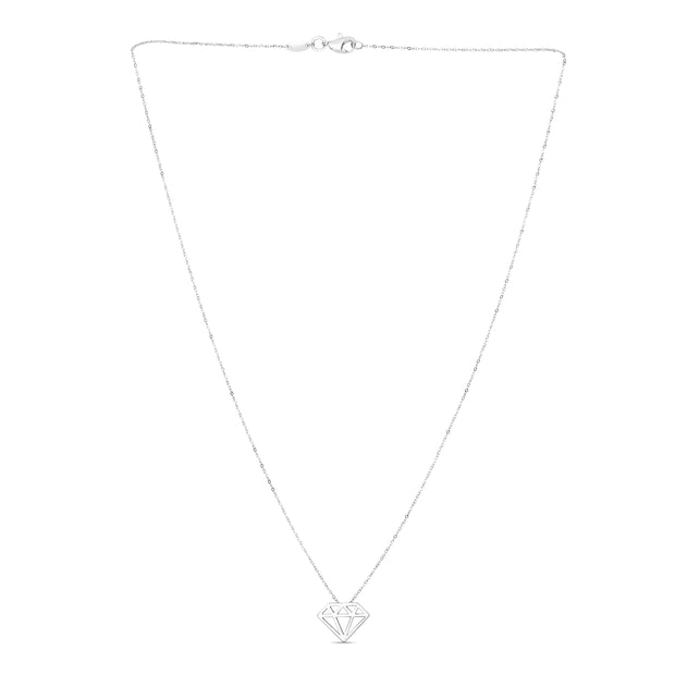 14K Gold Diamond Outline Necklace