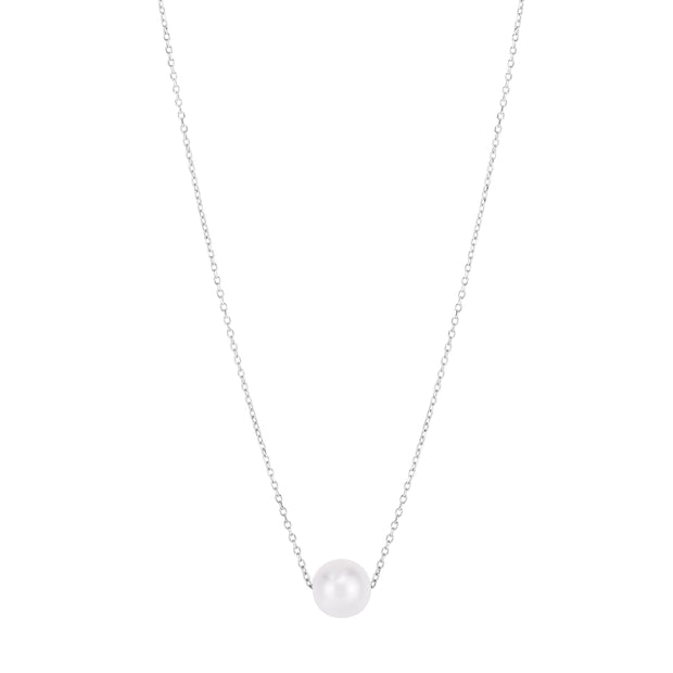 14K Pearl Necklace Solitaire