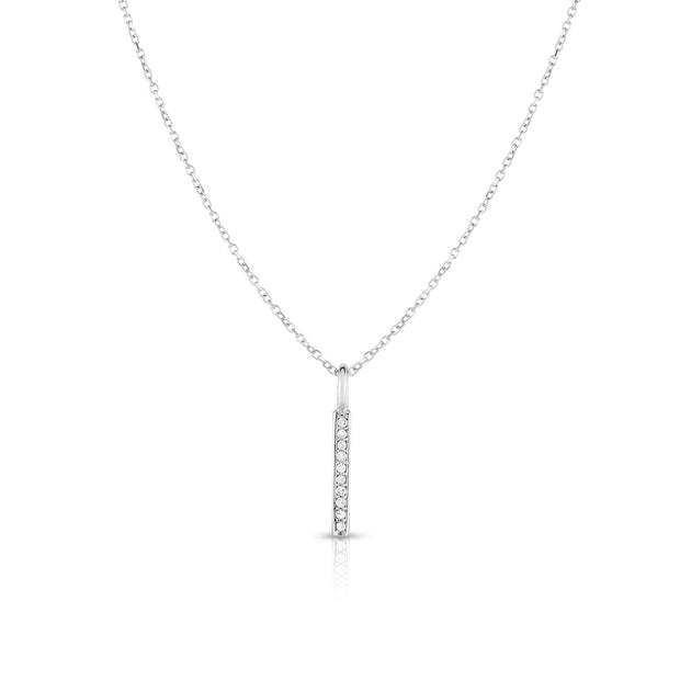 14K Gold .06ct Diamond Bar Necklace