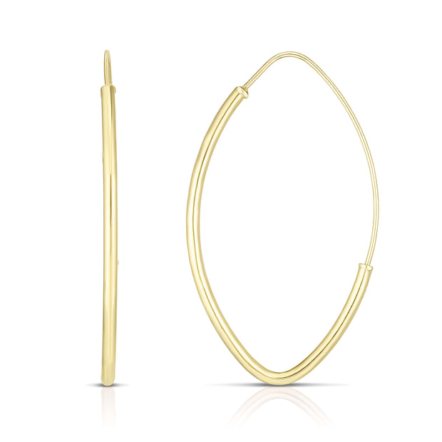 14K Gold Small Polished Marquise Fashion Hoop Earring