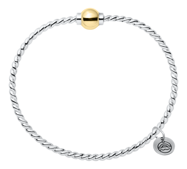 Authentic Cape Cod Twisted Wire Bracelet Made by LeStage - Sterling Silver with 14K Yellow Gold