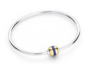 Authentic Cape Cod Single Ball Bracelet with 14K Gold & Channel‑Set Sapphires – Sterling Silver & 14K Gold – Made by LeStage