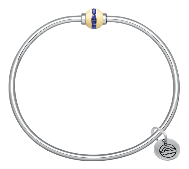 Authentic Cape Cod Single Ball Bracelet with 14K Gold & Channel‑Set Sapphires – Sterling Silver & 14K Gold – Made by LeStage