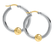 Authentic Cape Cod Hoop Earrings Made by LeStage - Sterling Silver with 14K Yellow Gold