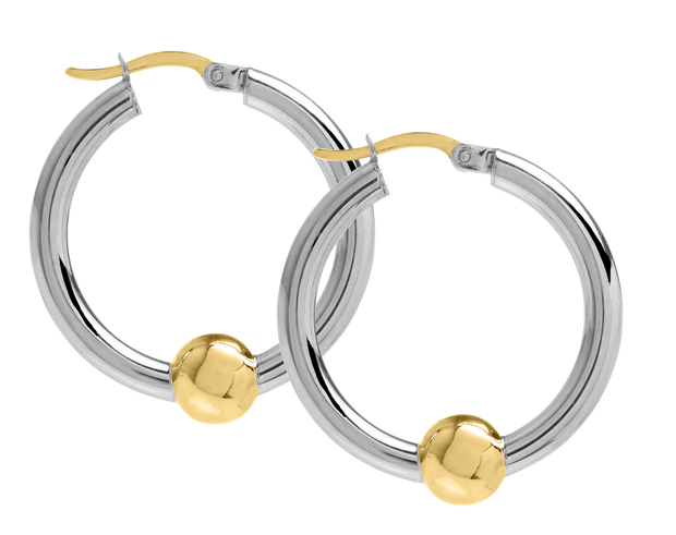 Authentic Cape Cod Hoop Earrings Made by LeStage - Sterling Silver with 14K Yellow Gold