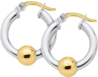 Authentic Cape Cod Hoop Earrings Made by LeStage - Sterling Silver with 14K Yellow Gold