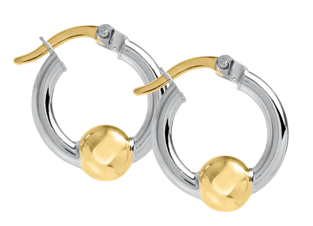 Authentic Cape Cod Hoop Earrings Made by LeStage - Sterling Silver with 14K Yellow Gold