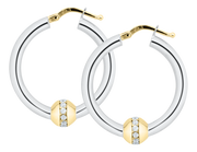 Authentic Cape Cod Hoop Earrings Made by LeStage - Sterling Silver with 14K Gold and Diamond Accents