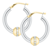 Authentic Cape Cod Hoop Earrings Made by LeStage - Sterling Silver with 14K Gold and Diamond Accents